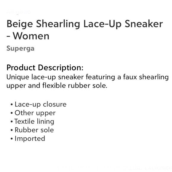 Superga Beige Shearling Lace Up Sneaker Women’s EU Size 39.5 NEW - Picture 5 of 5